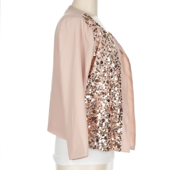 Gap Blush Pink Sequined Open Front Lightweight Coverup Cardigan Size Medium M - Picture 2 of 7